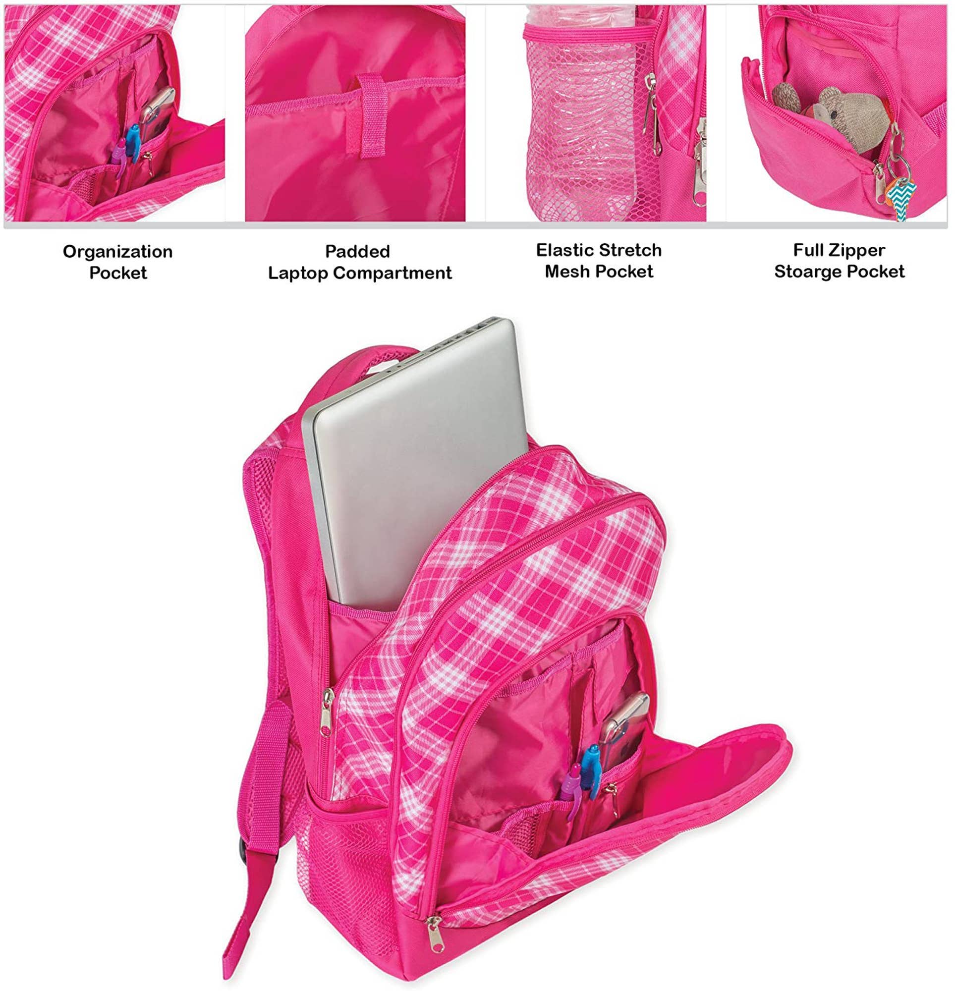 Pink Preppy Plaid Backpack