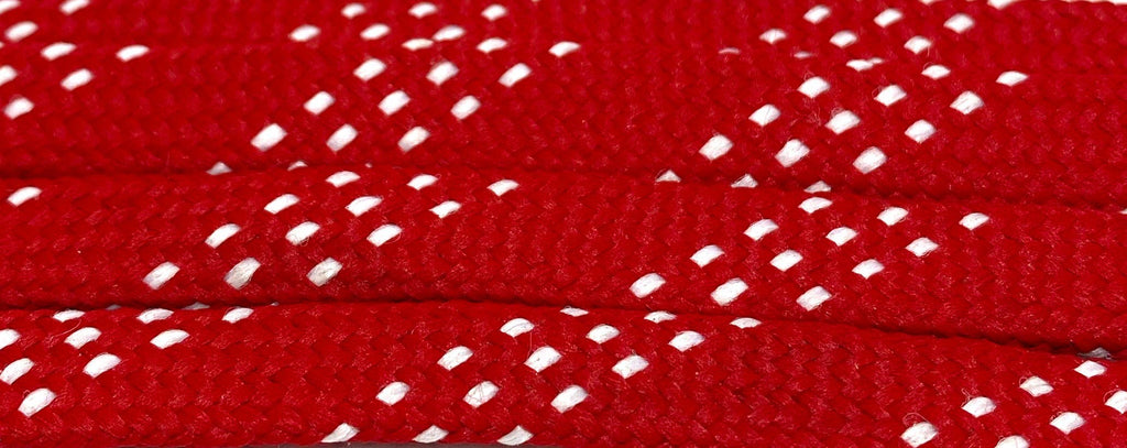 The Shoelace Factory - Premium Flat Red w/White Accents Classic Shoelaces
