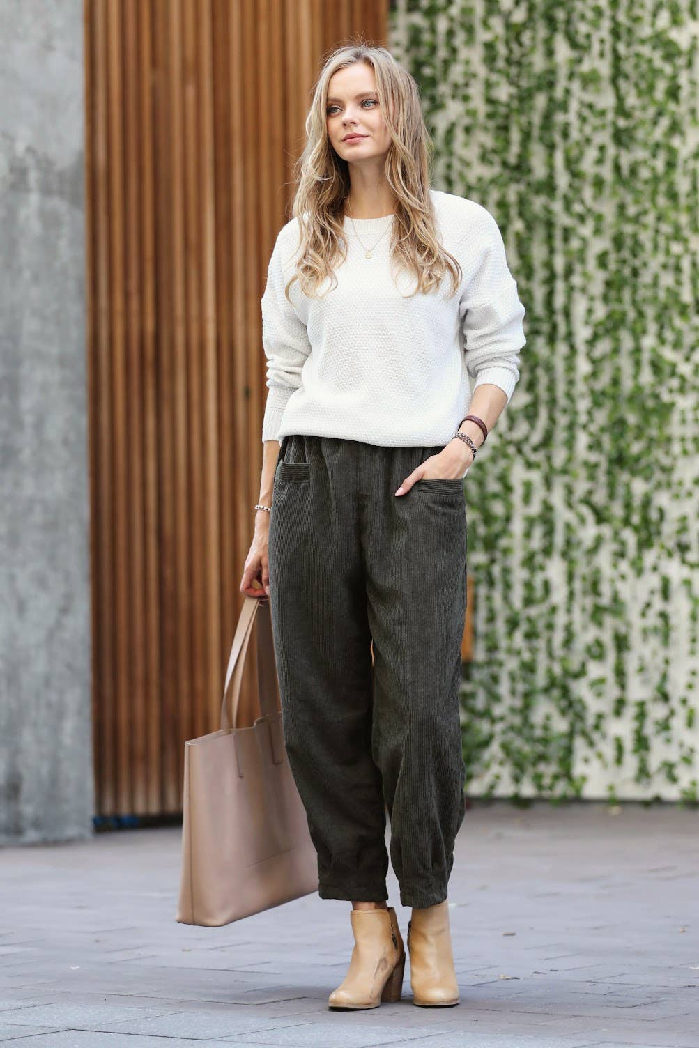 42POPS - Corduroy Front pocket Baggy Pants