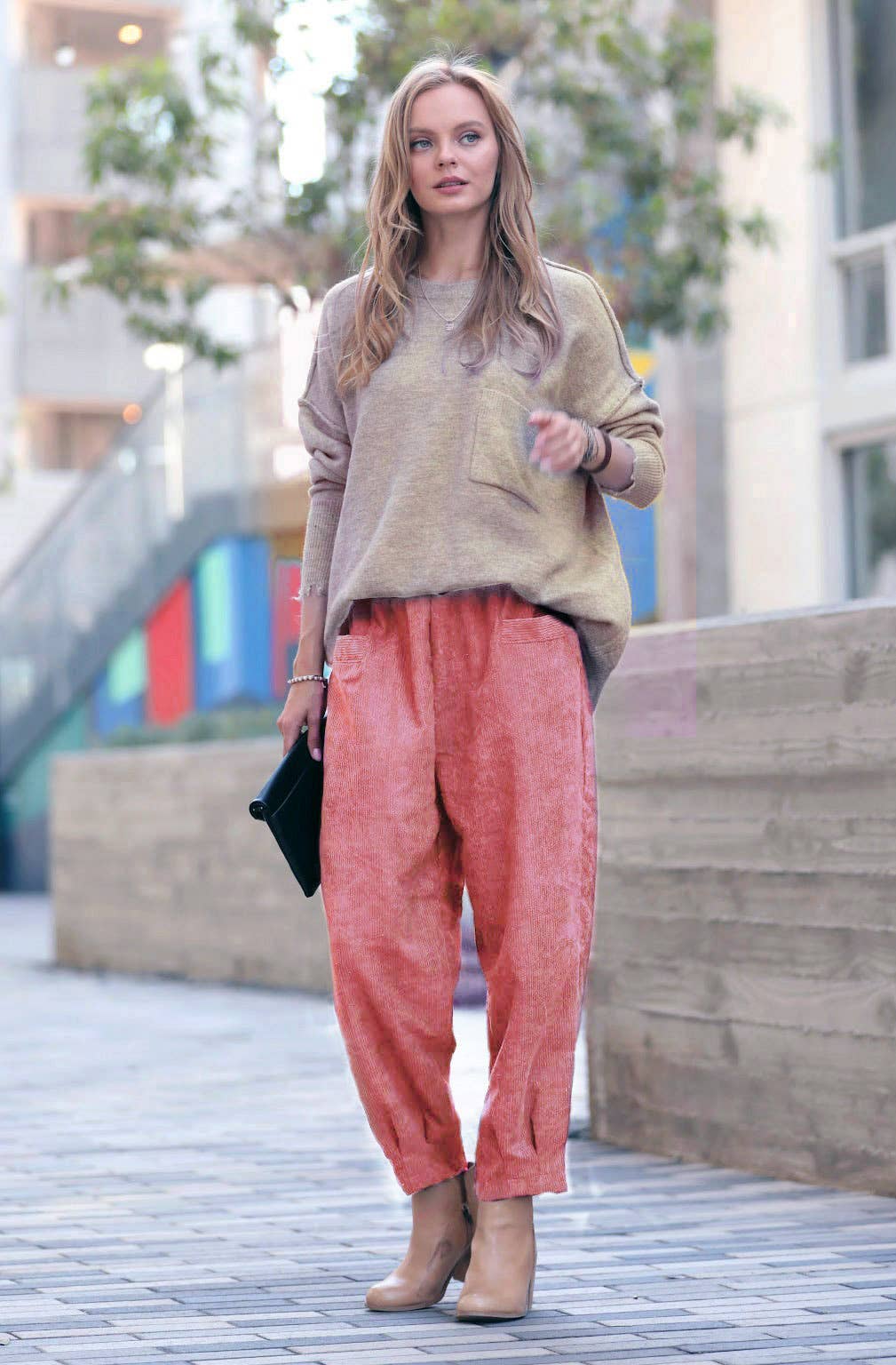 42POPS - Corduroy Front pocket Baggy Pants