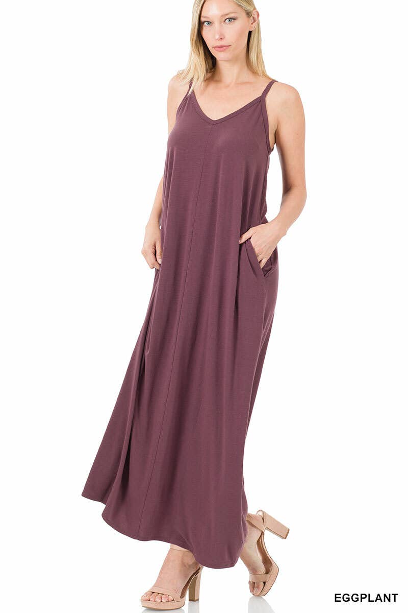 42POPS - V-NECK CAMI MAXI DRESS /w adjustable strap