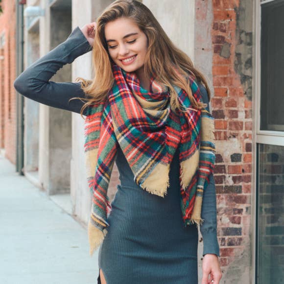 Leto Accessories - All-Time Classic Warm Frayed Edge Flannel Scarf