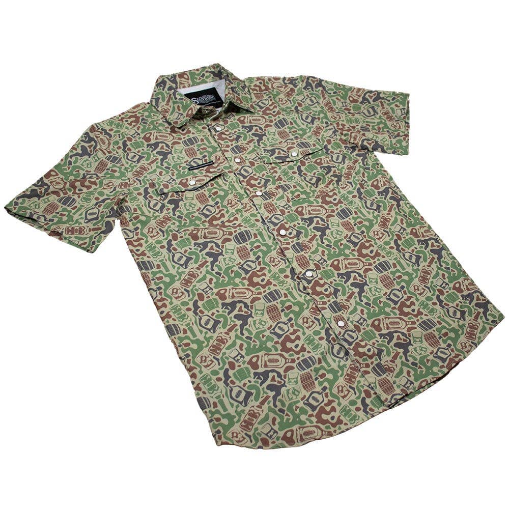 Southern Drinking Club - Chemise Performance boutonnée en nacre Camouflage Whiskey - Aérée et Légère