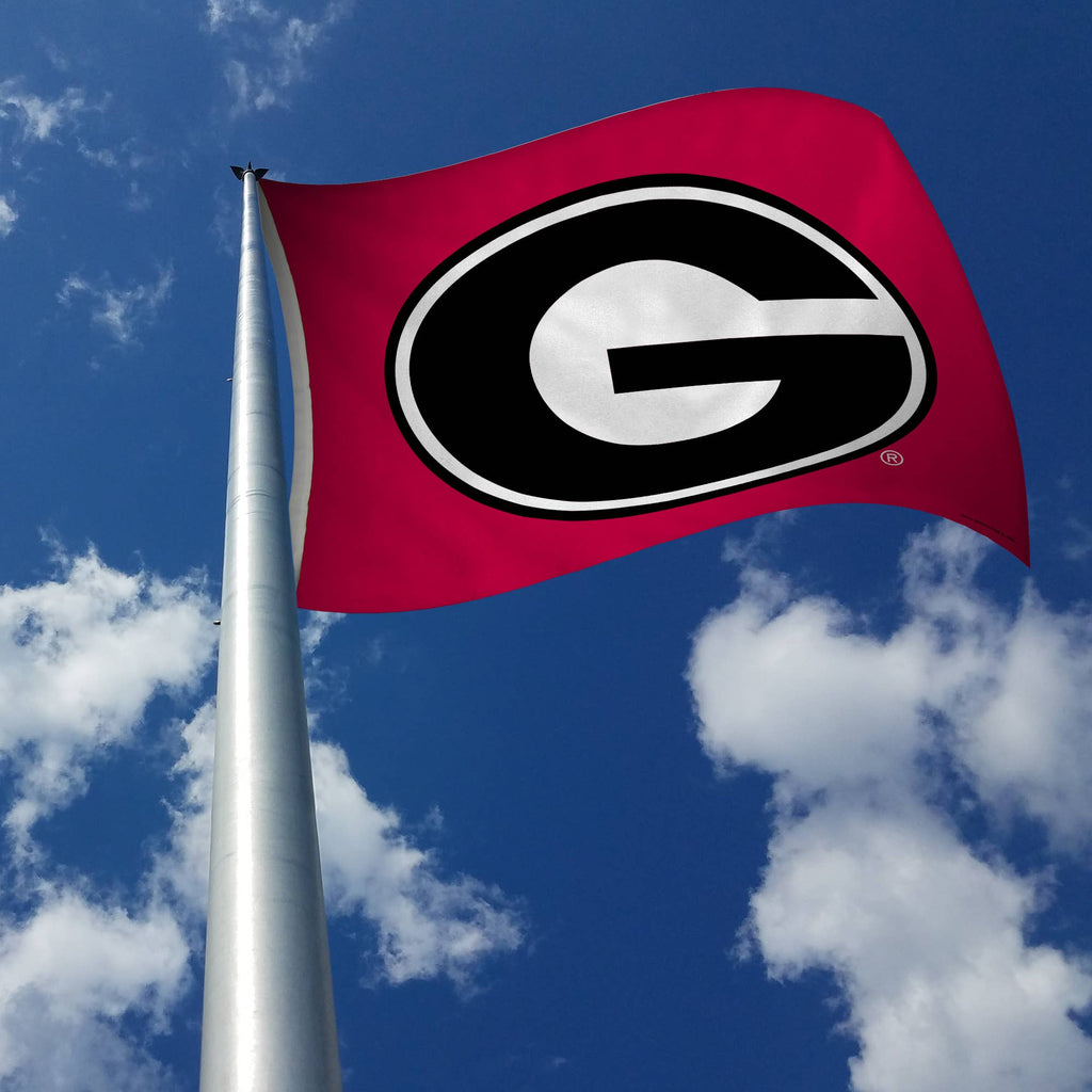 A Georgia Oval G banner flag with bright graphics, perfect for showing team pride on game day or as home decor.