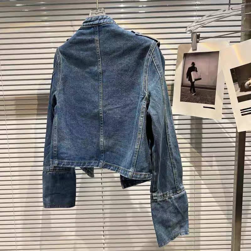 Productseeker - JK99Y Retro Black Washed Denim Straight Shoulder Short Jacke