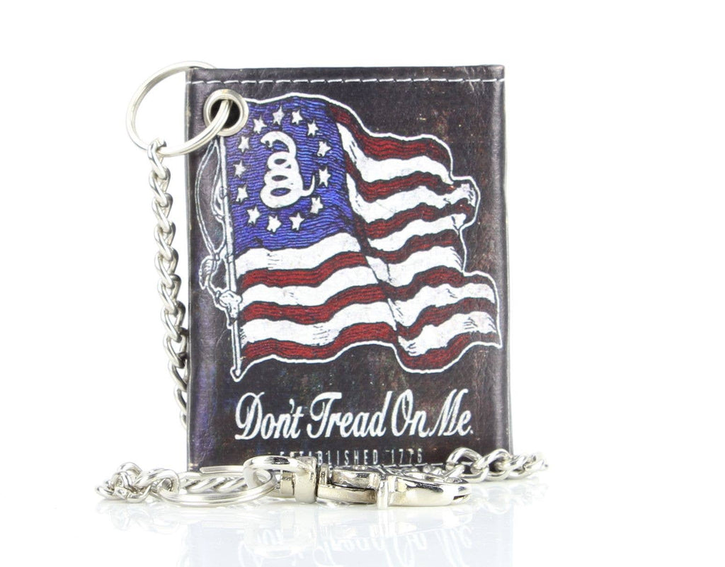Leather Impressions Inc - Portefeuille chaîne en cuir vegan Don't Tread On Me avec coffret cadeau
