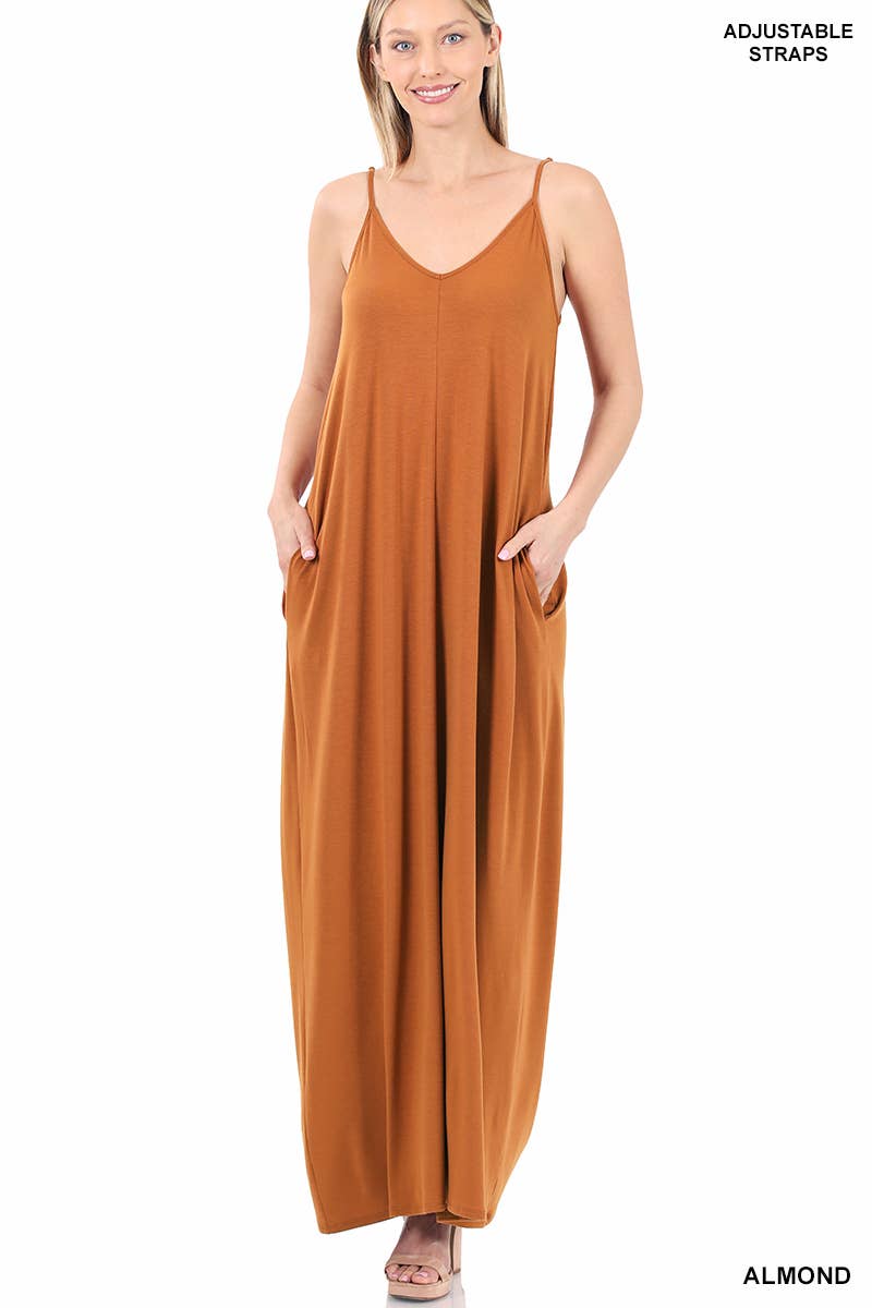 42POPS - V-NECK CAMI MAXI DRESS /w adjustable strap