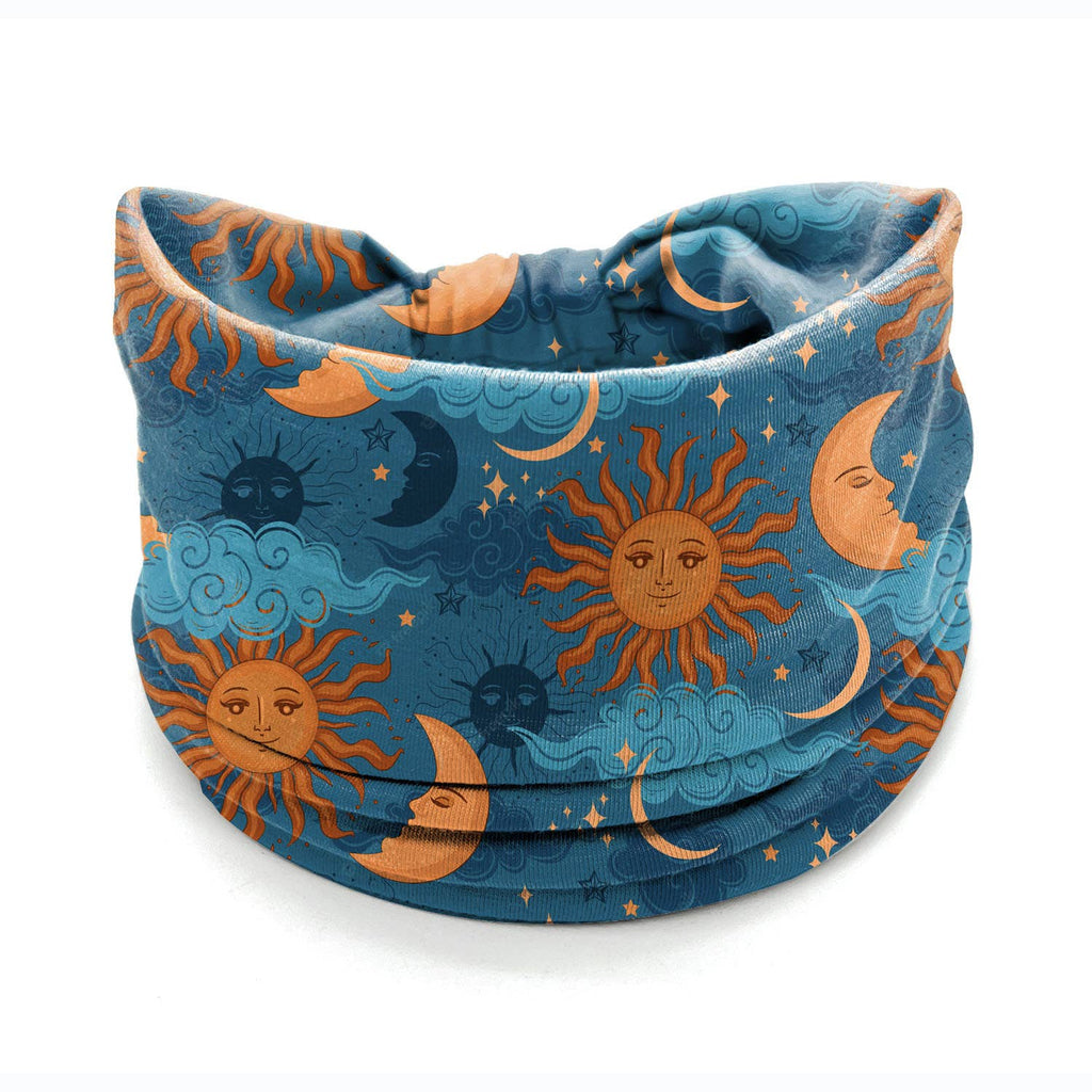 Boho Sun & Moon Print Versatile Headband - Neck Gaiter