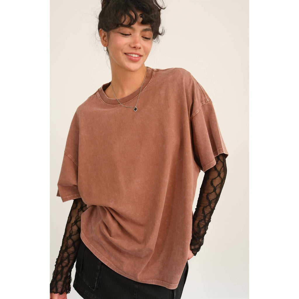 HYFVE - DZ24E437-OVERSIZED DISTRESSED COTTON T-SHIRT