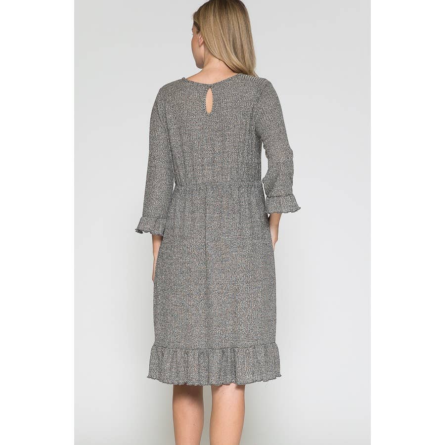 Story Teller - Women's Maternity Waist Tie Ruffle Sleeve Hem Midi Dress