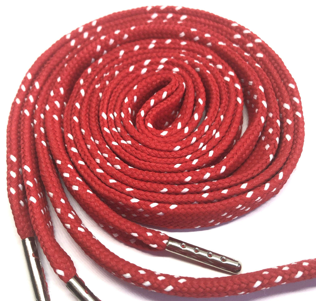 The Shoelace Factory - Premium Flat Red w/White Accents Classic Shoelaces