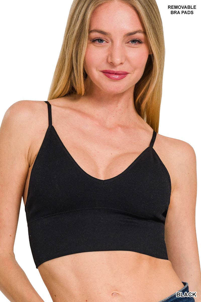 42POPS - `Ribbed Seamless Padded Bra Top