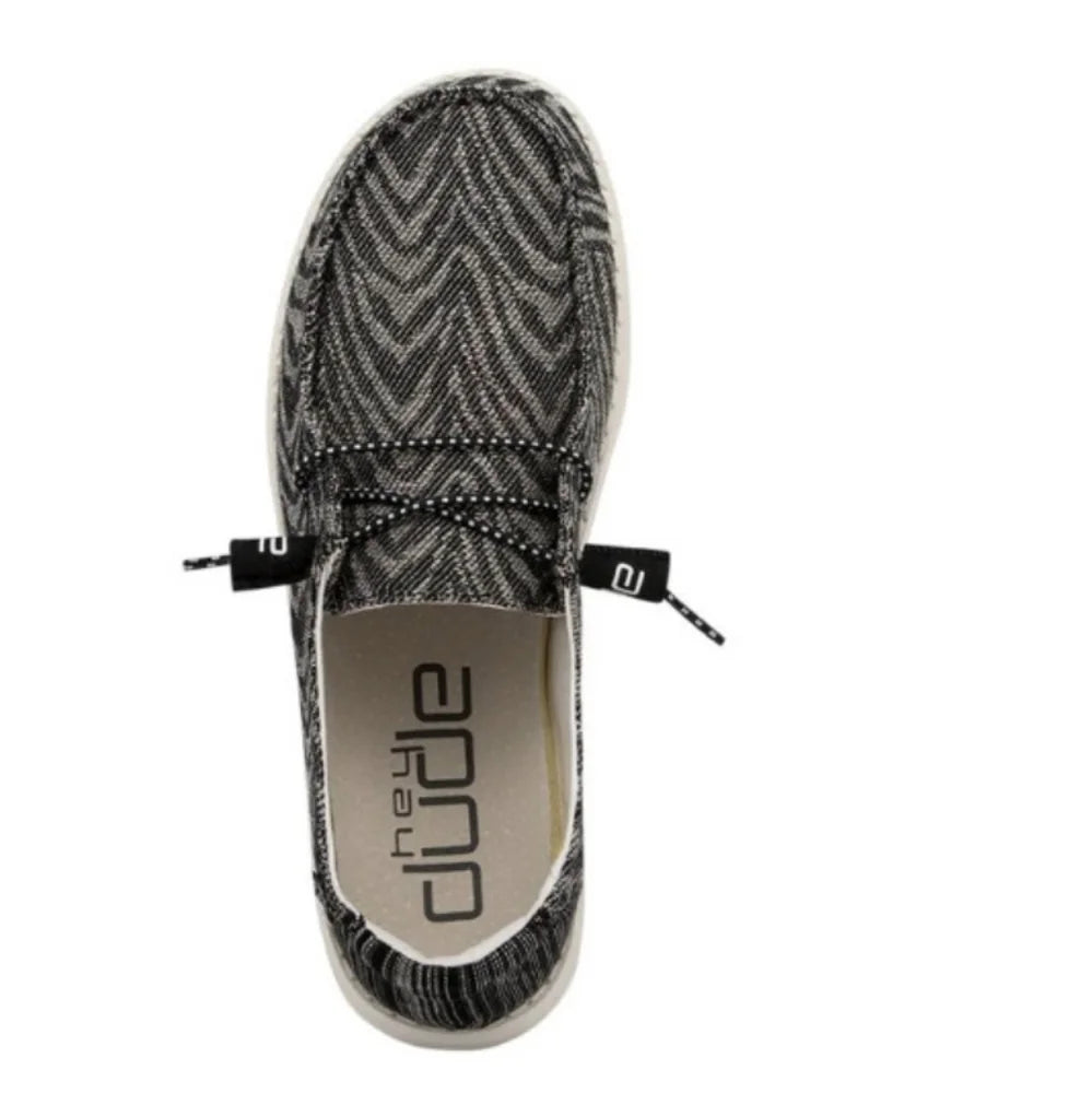 HEY DUDE WOMEN'S WENDY WOVEN ANIMAL ZEBRA BLACK