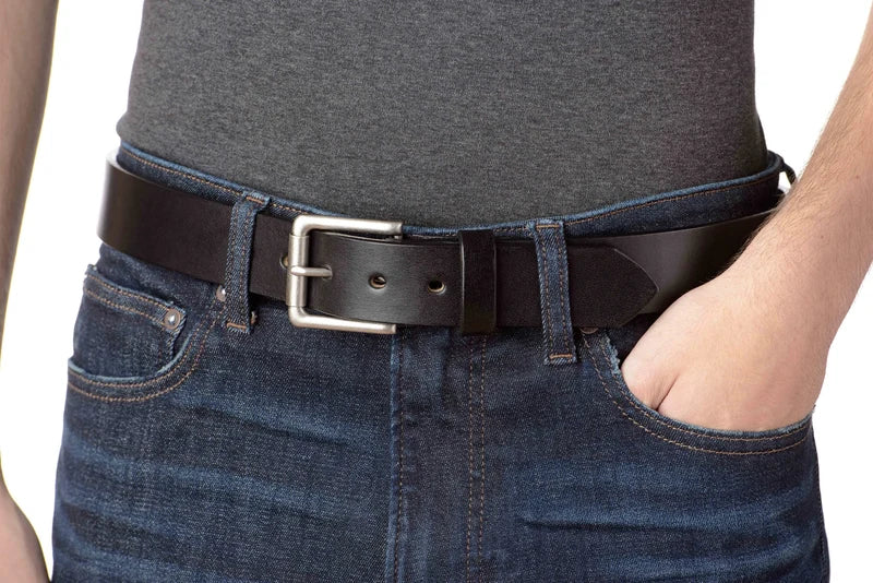 The Maverick: Men's Black Non Stitched Leather Belt 1.50"